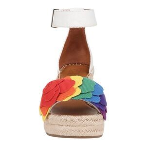 Franco Sarto Clemens6 Rainbow Espadrille Shoes Sz 5 Wedge Sandal Open Toe